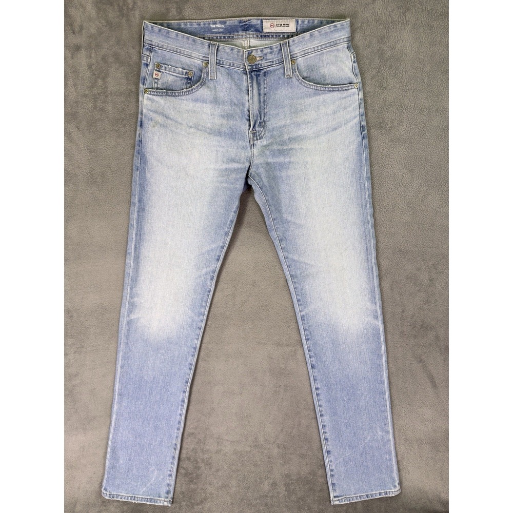 Adriano Goldschmied Jeans Mens 31x34 Blue Straight Slim Light Wash Tellis Modern